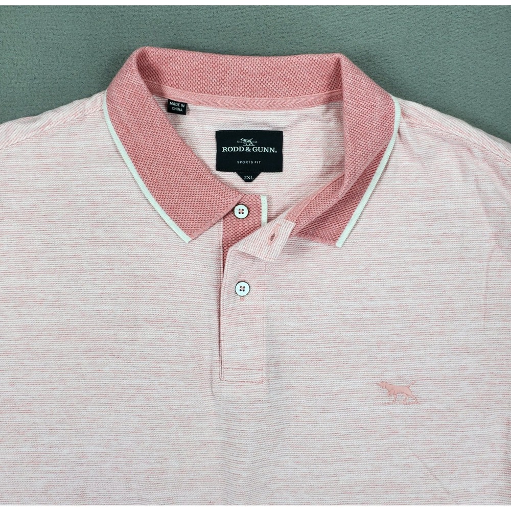 Rodd & Gunn Men Sports Fit Pink Short‎ Sleeve Pique Polo Shirt Size 2XL